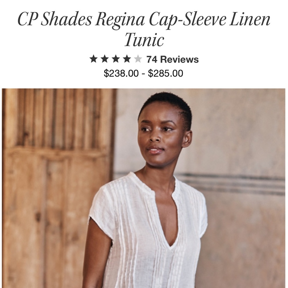 CP shades Regina cap sleeve linen tunic S